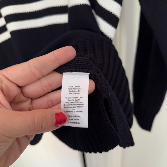 Talbots FLAG CREWNECK SWEATER Blue American knit pullover - Picture 4 of 5